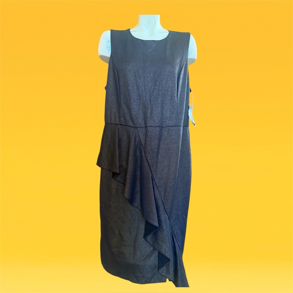 ✨RACHEL Rachel Roy Metallic Asymmetrical Midi Dress Size 16W NWT Plus